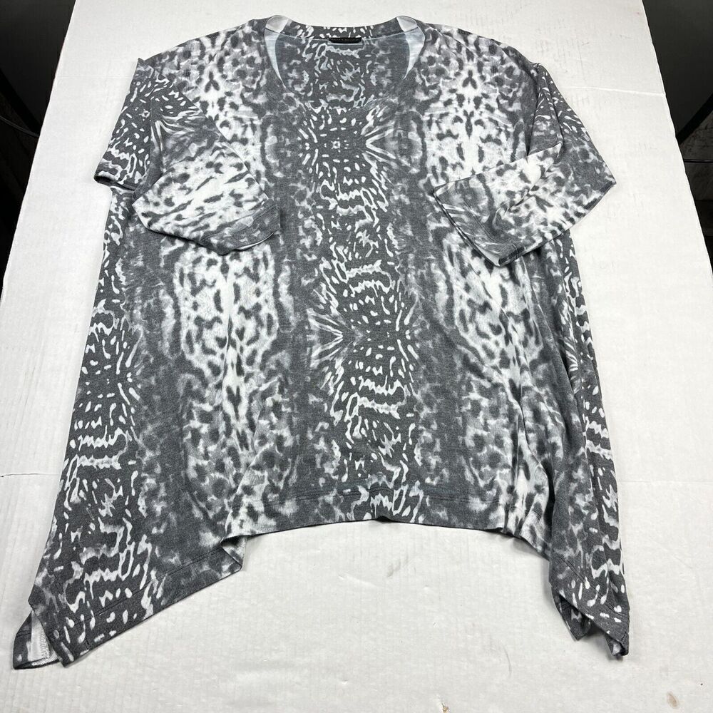 Nally & Millie USA Knit Tunic Animal Print Lagenlook Top 3/4 Sleeve Shirt 3X
